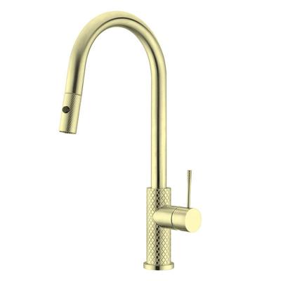 China Pull Out Spray 2022 Modern Sink Tap Sanitary Knurling Ware Brushed Gold Kitchen Faucet Flexible Pull Out Luxury With Washing Machine for sale