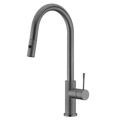 China Pull Out Spray 2022 Modern Sink Tap Sanitary Knurling Ware Brushed Gold Kitchen Faucet Flexible Pull Out Luxury With Washing Machine for sale