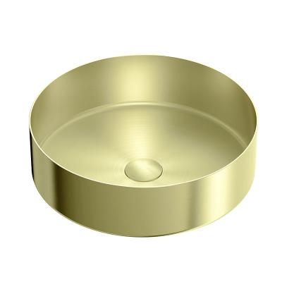 China Modern Portable Luxury Round Designer Counter Top Stainless Steel Brushed Gold Hand Washing  Basin Bathroom Sinks for sale