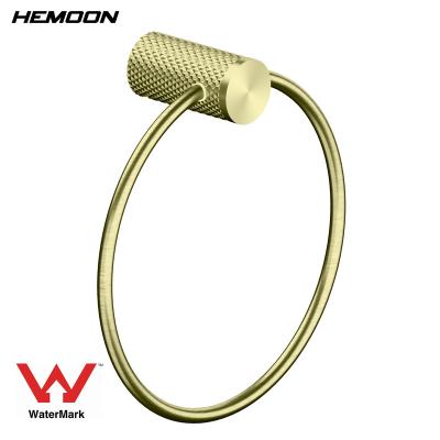 China Wall Mounted Type Simple European Style 2580A Brushed Gold Color Towel Ring Soap Dish Bathroom Accessories Set for sale