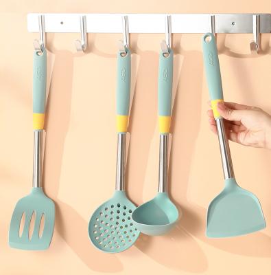 China Sustainable Silicone Cooking Utensil Set Food Grade Eco - Friendly Cooking Tools Kitchen Spoons Spatula Utensils Set for sale