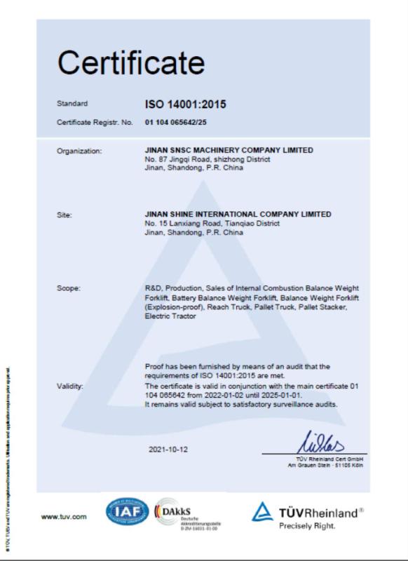 ISO 14001 - Jinan Shine International Trade Co., Ltd.