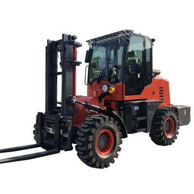 China 4X4 Off Road Forklift Loader 3ton 4ton 5ton for Food Shop within 1CBM Bucket Capacity for sale