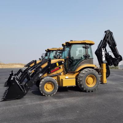 China Quancheng Hydraulic Pump 4x4 Mini Tractor Excavator Backhoe Loader with Luxury ROPS Cabin for sale