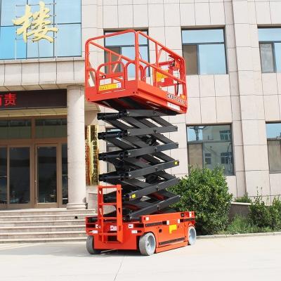 China Red Yellow 6m 8m 10m 12m 14m Self-Propelled Scissor Lift Table Aerial Hydraulic Platform for sale