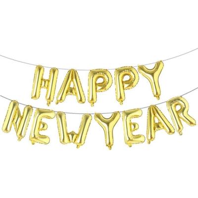 China Foil Happy New Year Banner Letter Foil Balloon Banner Happy New Year Party Decoration Celebration Supplies for sale