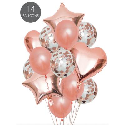 China Aluminum & latex Rose Gold Confetti Balloons White and Rose Gold Latex Balloons for Birthday Party Wedding Graduation Bridal Shower Decorations for sale