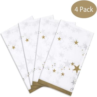 China New PEVA Gold Star Pentagon Birthday Party Wedding Decoration Silver Stamping Supplies Not Wash Disposable Tablecloths for sale