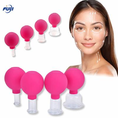 Chine 4 PCs par kit mettant en forme de tasse facial de massage de visage de corps d'ensembles de silicone d'anti de cellulites de tasse de vide d'aspiration tasses réglées de massage à vendre