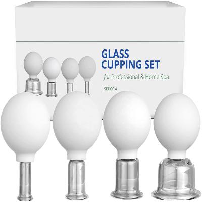 China 4 Pcs Face Cupping Massage Cups, Silicone Vacuum Suction, Glass Set For Instantly Ageless Skin, Anti-Cellulite for sale