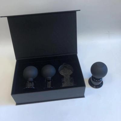 China Black 15/25mm Facial Cupping Glass Suction Massage 2 Set Antirheumatic Cupping Set Easy Face Cupping Cup for sale