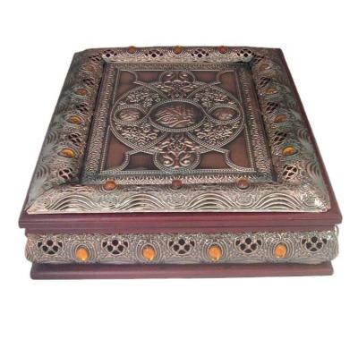 China Ideal Europe Muslim Culture Quran Book Wooden Jewelry Collection Box Luxury Iron Gift Box for sale