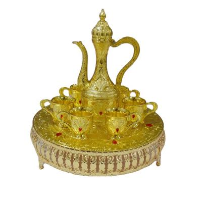 China China Arabic Gold Plated Tea Cup Sets Middle East Six Cups A Plate Ramadan Gift for sale