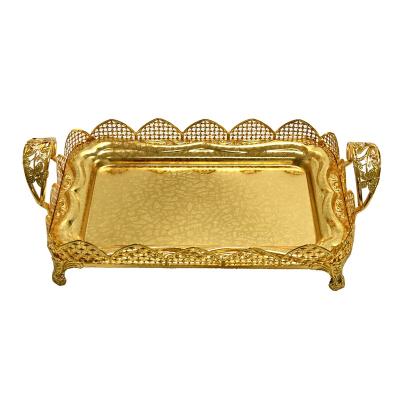 China Wedding Eco - Friendly Home Tableware Decorative Gold Plated Dried Sweet Fruit Serving Tray for sale