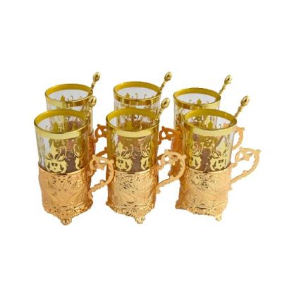 China Wedding Gift Pewter Metal Gold Silver Frame Tea Sustainable Coffee Mug Set With Spoon for sale