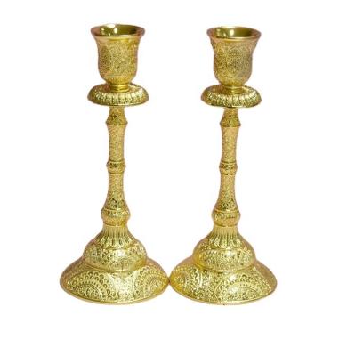 China ECO-frendly Dubai Ramadan Wedding Gift Metal Silver Gold Pairs Islamic Candlestick Holder for sale