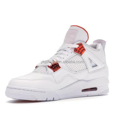 China Cushioning with box brand ladies sports shoes aj4 mens sneaker shoes retro metallic orange top grade basketball shoes for sale