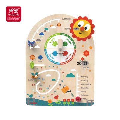 China High Quality Wooden Kindergarten Kids Toys Wooden Calendar Toy For Children Educational Toy for sale