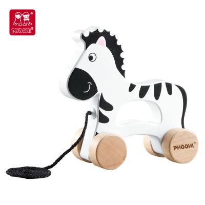 China Pull Along Zebra Toy Wooden Toys Kids Animal Play For Children 14*5.2*13.5cm for sale