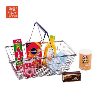 China Wooden Kids Toy Play Food Kitchen Toys Grocery Cart Play Set for sale