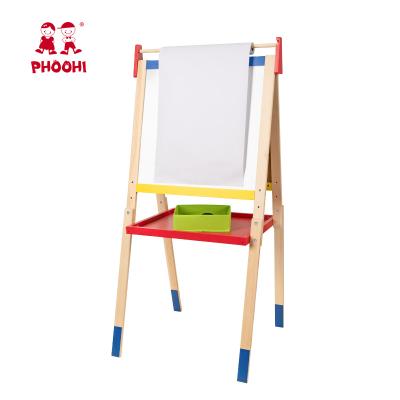 China Wooden Easel Kids Animal Drawing Board Toy Double Side Children Painting Easel With Paper Roll for sale