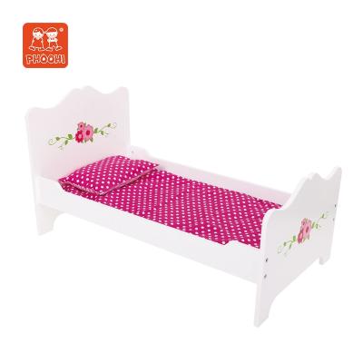 China American Wooden Wooden Toy Girl Doll Furniture Children 18 Inch Doll Furniture Rose Style Doll Accessory Bed for sale