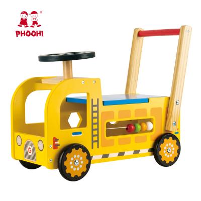 China New Arrival Engineering Wooden Walker Kids Play Push Baby Wooden Toy For Children for sale