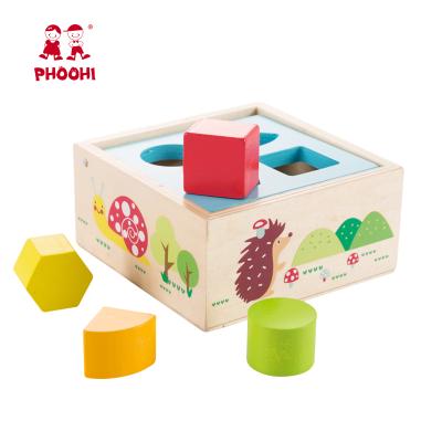 China Wooden Geometric Sorter Toy For Kids Montessori Shape Preschool Educational Children Game 13*13*6CM for sale