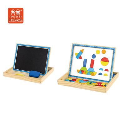 China Wooden Kids Toy Kindergarten School Drawing Board Toys Educational Writing Board For Kids Magnetic Puzzle Black Board for sale