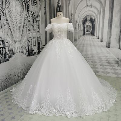 China 2021 AmL 6843 Bridal Wedding Dress Ball Gown Anti-Static Collection Set Civil Lace Modest Romantic Dress Famous Formal Elegant Floor Length for sale