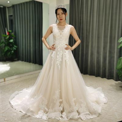 China SL5080 anti-static plus size lace wedding dresses a line civil beach bride dress vestido de noiva applique de simples de casamento backless pra for sale