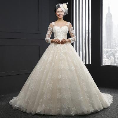 China Luxury lace SL3002 bride girls guest wedding dress appliques vestidos de novia boho wedding long sequin anti-static bridesmaid long sleeve for sale