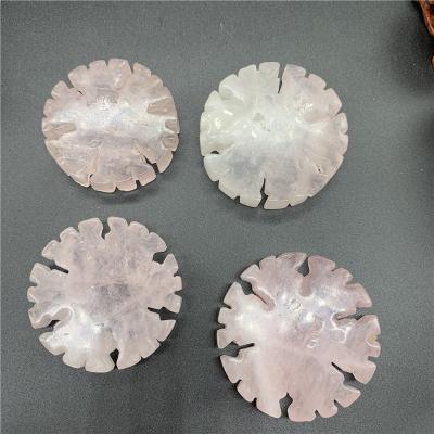 China Europe Christmas Crystal Snowflakes Healing Gifts Crystal Christmas Rose Quartz Decorative Snowflake for sale