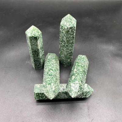 China Europe green jade point stones towers healing stones craft gemstone points rock crystal obelisks for sale