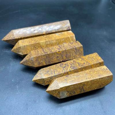 China Europe gold point jade stone towers healing stone craft gemstone points rock crystal obelisks for sale