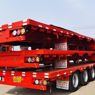 China Hydraulic Extendable Heavy Truck Trailer 3 Axle 60ton Gooseneck Low Boy Low Bed Trailer Flatbeb Truck Trailer for sale