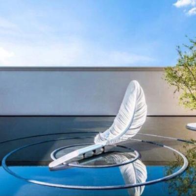 China New Europe Design Art Garden Stainless Steel Feather Statue Custom Outdoor Modern Sculpture for sale