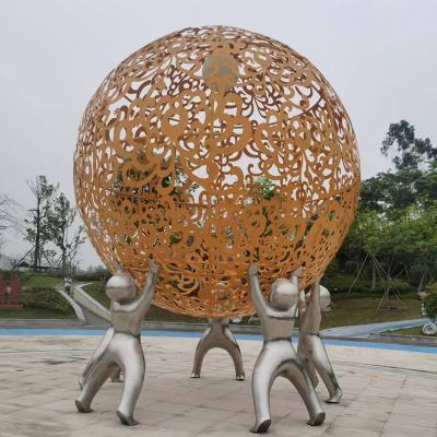 China Outdoor Europe Stainless Steel Hollow Ball Sculpture Metal Ball Decoration Square Park Ornaments for sale