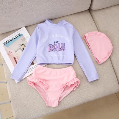 China 2022 QUICK DRY girls long sleeve sunsuit with panties kids swimwear little girl two piece swimsuit for sale