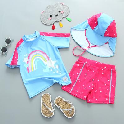 China QUICK DRY girls long sleeve sunsuit with panties kids swimwear little girl two piece swimsuit for sale