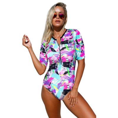 China Breathable Sexy Girl Sheer V-Neck Swimsuit Shorts Sheath Women's One-Piece Surfing Swimwear for sale