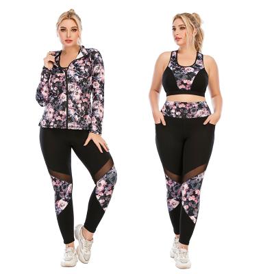 China Breathable Quick Dry Sprots Sets Print Yoga Sportswear Yoga Sets Women 3 Piece Sets for sale