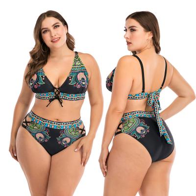 China 2022 NEW European and American fat women's big cup steel bracket steel bracket breathable SWIMSUIT SETS for sale