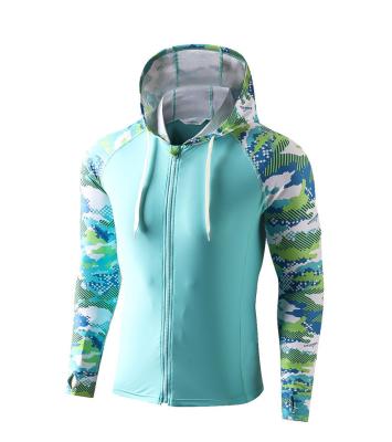 China Viable Wholesale Custom Printed Long Sleeve Long Sleeve UV Protection Shirt Swimwear Front Zipper Surfrash Guard for sale