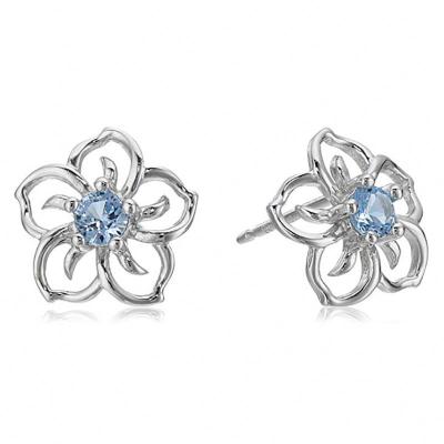 China 4 Romantic Silver Plated Flower Stud Earrings Fashion 925 Girls Stone Color Simple Design Stud Earrings Lovely For Women for sale