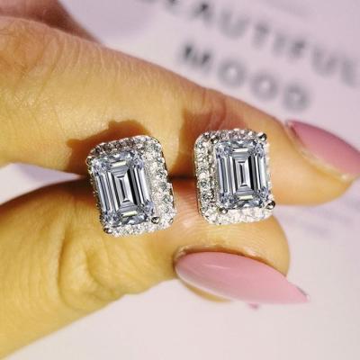 China Women&girls Personality Dress-up Ear Jewelry Rectangle Silver Color Classic Romantic Noble Appearance Elegant Wedding Stud Earring for sale