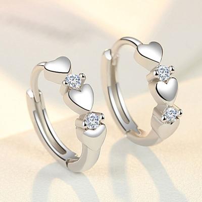 China Fashion 925 Earrings Jewelry Silver Plated Earrings Romantic Small Heart Brass Cute Zircon Gifts For Women for sale