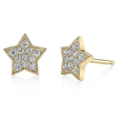 China Gold Plated Fashion Star Stud Earrings Female Exquisite Shiny White Elegant Simple Romantic Zircon Earring Ear Jewelry for sale