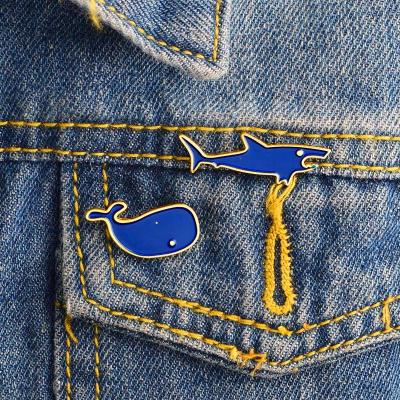 China Wholesale New Bag Style Cute Oil Enamel Pin Brooch Drip Shark Whale Gold Plated Brooch for sale