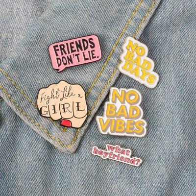 China New products fashionable creative friends do not lie no bad vibe dialog box series brooch drop oil brooch pin for sale